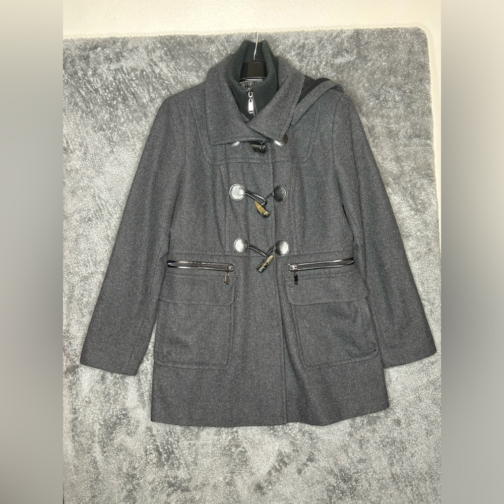 Fleet Street Gray Wool Winter Coat Toggles Size Medium